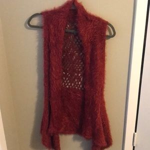 Burnt red/orange fuzzy vest!